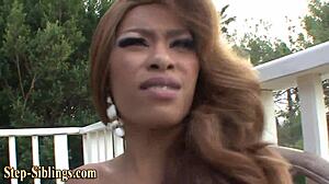 Ebony Teen Stepsis Tastes Cock