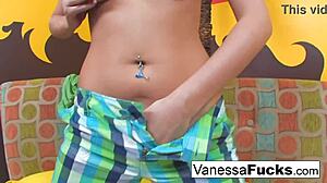 Vanessa slams her tight pussy hard