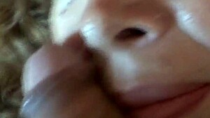 Stepson asked me so much and showed me her hard cock he sucked it until he finished on my chest