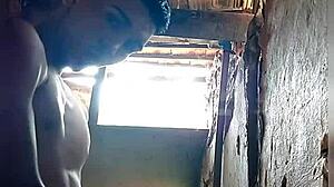 In the favela, the pantaneiro bathes the naughty asian teen, leading to a cock facial on her tits.