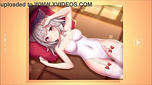 hentai girl slowly strips naked, revealing ass and pussy in fantasy