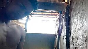 In the favela, the pantaneiro bathes the naughty asian teen, leading to a cock facial on her tits.