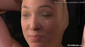 babe whispers, 'cane me harder in this doggy bondage,' while getting choked and whipped