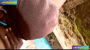 girlfriend's wet pussy explored in backyard garden fun