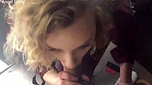 Amateur teen angel emily gives blowjob and gets fucked in public outdoor room