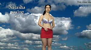 Natasha Posing Wildly in Hairy Striptease Solo Session!