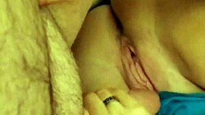 Amateur wife intensely masturbates cock with handjob while voyeur watches for cumshot.