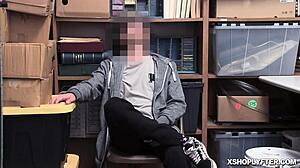 rachel cavilli rides on top of the shoplyfters big stubborn cock