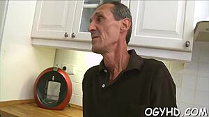 Old man roughly rams young 18+ pussy and mouth