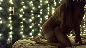 a cute bisexual mistress teases with big ass, bends over for doggystyle fucking, and reaches powerful simultaneous orgasm