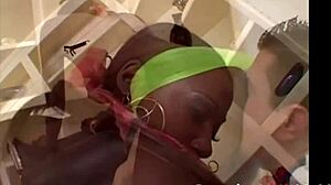 slim black babe handles two white dicks in wild action