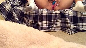 mona azar getting her bush painted with cum in pt 2