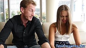 young blonde teen receives oral and creampie in hd