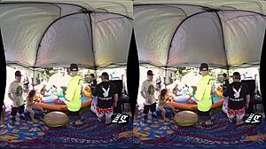 Threesome heats up in the sauna.