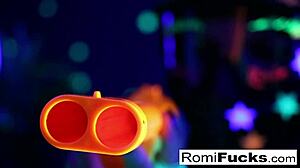 What if Romi Rain and Dani's Big Tits and Asses Collide in Lesbian Oral Fun Under Black Lights?