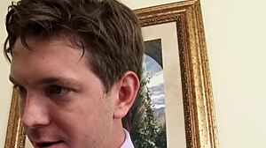 Hey, that nasty blonde seduces the office worker with a hardcore blowjob in pantyhose