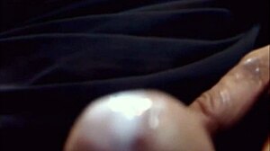 Ebony transsexual amateur strokes her large cock