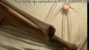 wife's feet in stockings tease