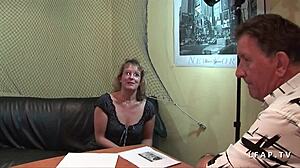 Amateur mature French mom gets sodomized and double penetrated in casting