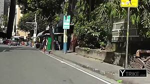 asian teen in black tights banging a horny backpacker