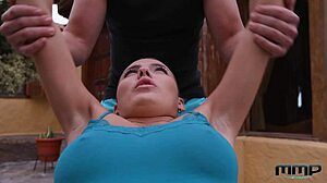 in this casual workout session, a european pornstar gets bent over for intense doggystyle anal fucking and blowjob action