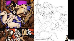 hey, check this latina step mom and daughter getting banged by bbc in wild illustration