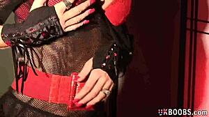 Busty pornstar Jessica Jaymes enjoys solo masturbation with big tits