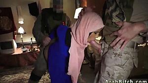 teen arab girl in army uniform gets cum in threesome