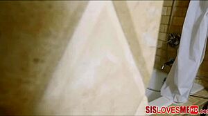 Taboo Caught Blonde Young Petite Stepsister in Shower Masturbating POV