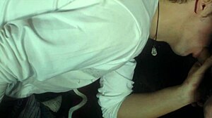 Amateur gay men engage in hardcore deepthroat blowjob on cock leading to intense cumshot in fetish homemade scene