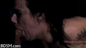 Sadomasochism whipping tube demonstration with intense focus