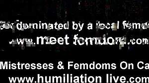 Teasing femdom humiliates tiny cock in POV session.