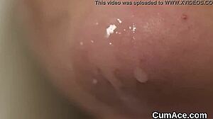 Wacky hottie gets cumshot on her face while swallowing every drop