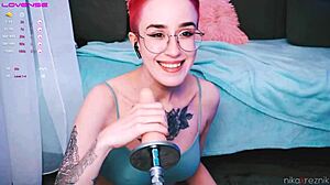 Cute tomboy getting fucked in mouth by fuckmachine