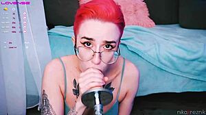 Cute tomboy getting fucked in mouth by fuckmachine