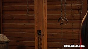 Dominant lesbian madame punishes busty big tits slaves in bondage