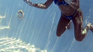 irina cage swims nude underwater. half russian spanish petite babe shows juicy body