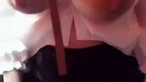 Ping'er Squeezes Her G-Cup Tits for Milk