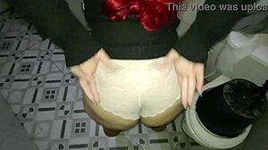 She bends over for doggystyle in the bathroom.