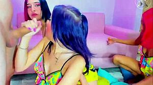 Latina Colombian clowns perform amateur blowjob show on webcam