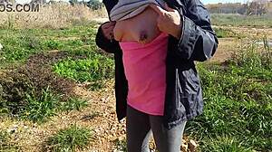 Hey, wanna see Nippleringlover's kinky mom flash extreme pierced nipples and pussy on a public street?