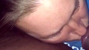 White Slut Bent Over for Interracial Handjob and Oral While Cheating on Husband