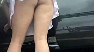 Laina Marie Flashes In Parking Lot