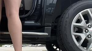 Laina Marie Flashes In Parking Lot