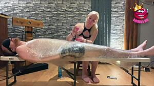 bondage wrapped tight, edging him to a ruined orgasm... how long can he last?