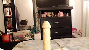 Sucking Dildo Deepthroat with Toys and Masturbation!