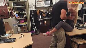 Skinny Blond Babe Gets Intensely Pounded by Pawn Keeper