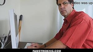 Blonde stepsister avoids stepdad with brother