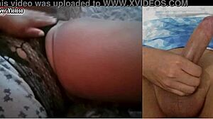 Big tits hotwife gropes herself while watching my masturbation cumshot