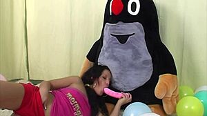 sexy pornstar nataly lancaster teases with big dildo on webcam